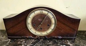 Antique HECO German Wood Mantel Clock 18" - Picture 1 of 17