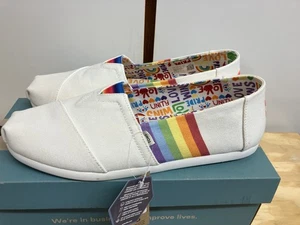 TOMS Para Hombres Baja Unity Arco Iris Sin Cordones Blanco Talla 11 Nuevo Con Etiquetas - Imagen 1 de 9