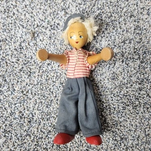 Muñeca clavija de madera polaca vintage años 60 7,5" de alto juguete de niña pintado a mano - Imagen 1 de 6