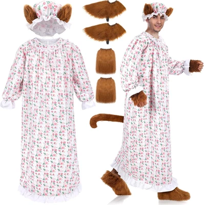 4 Pcs Halloween Granny Wolf Costume Set with Tail Wolf Claws Gloves Shoes Cover  - Image 1 of 4