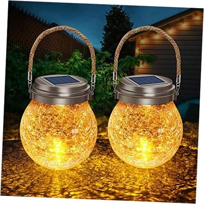  Linternas Solares Exterior Impermeables, Paquete de 2 Colgantes Solares Paquete de 2 Ámbar Cálido Foto 1 de 4