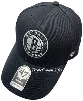 NBA Brooklyn Nets ('47 Brand) MVP Hat Adjustable Strap Black - Image 1 of 4