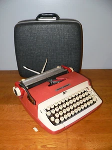 Vintage 1959 Smith Corona Galaxie Rare Hunter Red Portable Manual Typewriter - Picture 1 of 11