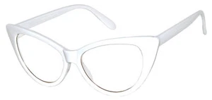 CAT EYE OWL SUNGLASSES CLEAR LENS RETRO GLASSES SHADES UV400 WHITE CLEAR - Picture 1 of 1
