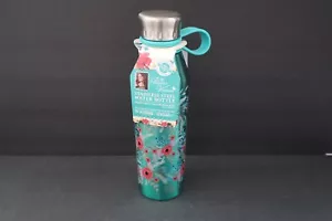 Pioneer Woman 18oz Water Bottle Insulated Stainless Steel TEAL Green Floral NEW - Picture 1 of 5