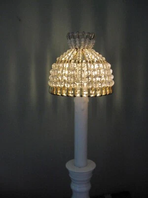 BEADED SHADE FOR WINDOW TABLE NIGHT LIGHT ELECTRIC CANDLE CRYSTAL CLEAR BEAD - Image 1 of 4