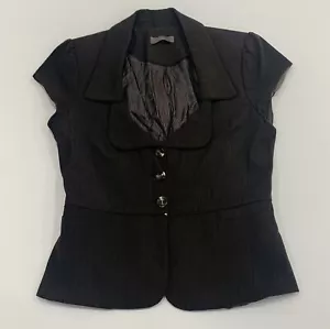 Damas Talla 10 Marrón Rayas JACQUI E Chaleco Sin Mangas Blazer Chaqueta - AUS - Imagen 1 de 5