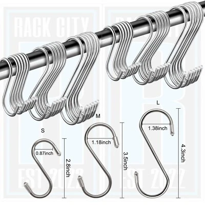 2/5/10 X Stainless Steel S Hooks For Hanging Kitchen Butchers Greenhouse Tools - Image 1 of 4
