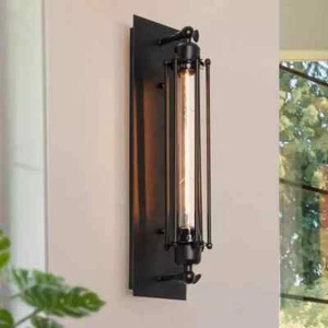 LNC Farmhouse Matte Black Rectangle Wall Lamp 1-Light Industrial Sconce - Picture 1 of 6