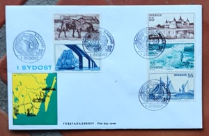SWEDEN 1972 I SYDOST 5 STAMP BOOKLET SET WILD HORSES BRIDGE CASTLE CACHT FDC UNA - Picture 1 of 1