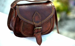 BORSA A TRACOLLA IN VERA PELLE FATTA A MANO BORSA DA SELLA RETRÒ RUSTICA VINTAGE D... - Foto 1 di 6