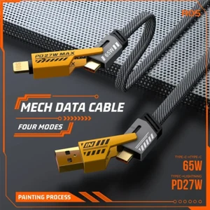 4 in 1 Multi USB C A 8PIN PD Charger Charging Cable 65W / 27W For iPhone Samsung - Picture 1 of 11