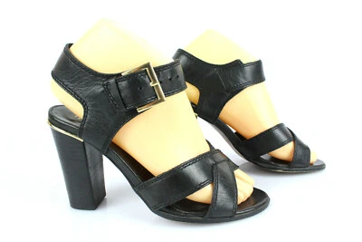 Minelli Sandalias de Tacón Cuero Negro T 37 Muy Buen Estado - Imagen 1 de 4