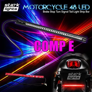 8" Motorcycle 48 LED Integrated Brake Stop Turn Signal Tail Light Strip x1 (E) - Picture 1 of 5