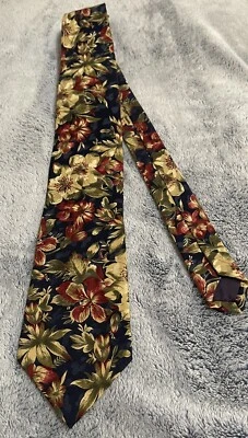 Corbata de seda floral multicolor de diseñador vintage Guy Laroche Couture Foto 1 de 2