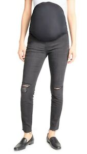 NWT Madewell Maternity Over-the-Belly Skinny Jeans Women's 30 Black Distressed