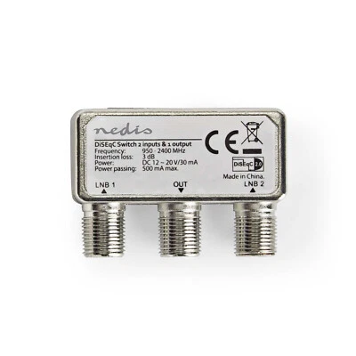 diseqc 2.0 switch con protezione dalle intemperie 2x1 per 2 lnb 2 ingressi 1 us - Immagine 1 di 4