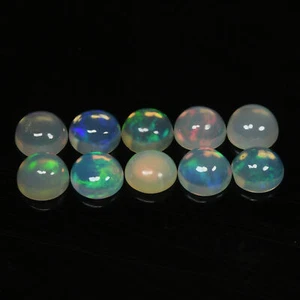 3.81Ct 2 Pcs Pair Round 5.1 MM 100% Natural Rainbow Multi Colors Play Welo Opal - Bild 1 von 5