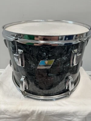 VINTAGE LUDWIG 1971  14” X 10” VIRGIN TOM BLACK DIAMOND PEARL 3ply ; BRILLIANT - Image 1 of 4