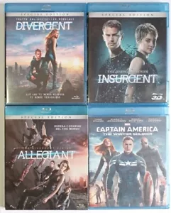 Blu Ray Divergent + Allegiant + Insurgent + Capitan America The Winter Soldier - Foto 1 di 9