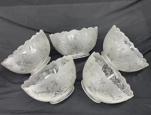 Set 5 Figural Antique Vtg Art Nouveau Victorian Deco Glass Lamp Shade Gas Oil 4" - Imagen 1 de 22