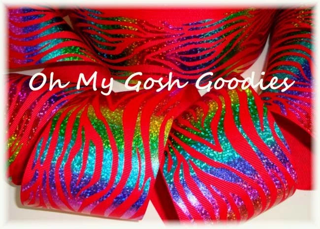 3" * RED * HOLOGRAM WAVE MULTI ZEBRA BLING GROSGRAIN RIBBON FOR CHEER HAIRBOW - Image 1 of 1