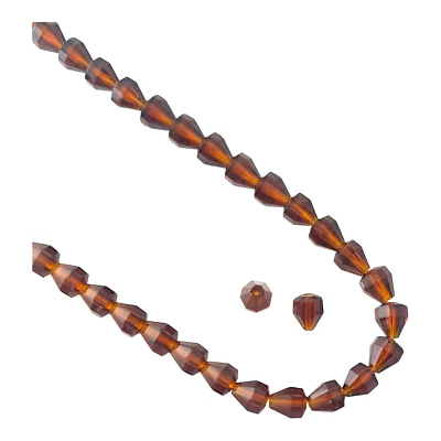 50 pcs Beads Dark Topaz Fire Polished Czech Glass 7mm Faceted Cone Bell Pyramid - Image 1 of 3