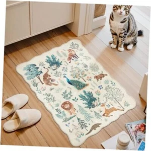 Animal Forest Rugs for Entryway, 2x3 Washable Kitchen Rug Small 2'x 3' Beige - Picture 1 of 8