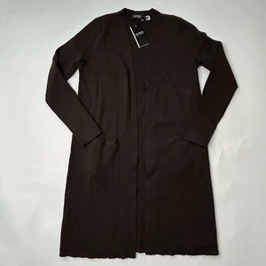 Lauren Ralph Lauren Women’s Medium Ribbed Long Open Front Cardigan Sweater Brown - Picture 1 of 7