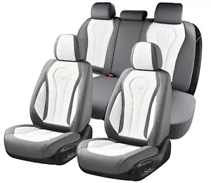 Coverado Full Set Car Seat Covers Universal fit most Cars - Gray/ White - Picture 1 of 15