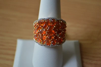 3.80ct Buriti Fire Opal / Zircon Ring 18k YG Plated over Sterling Silver Size 8 - Image 1 of 4
