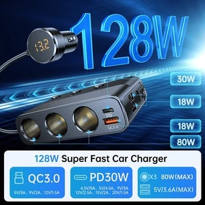 128 W briquet de voiture séparateur de prise type C haute qualité PD 30W charg - Photo 1 sur 7