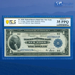 Fr.712 1918 $1 One Dollar FRBN NEW YORK "GREEN EAGLE", PCGS 35 PPQ #89210 - Picture 1 of 3