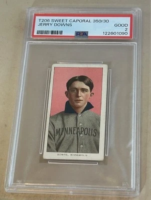 1909 - 11 T206 Sweet Caporal Jerry Downs PSA GOOD 2 明尼阿波利斯棒球卡。 — 第 1/2 张图片