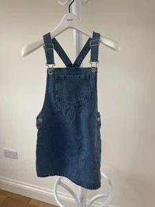 Girls Denim Dungaree Dress Age 8 Next Mini Length Excellent Condition - Picture 1 of 6
