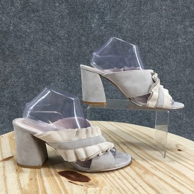 Sandalias Kenneth Cole Mujer 10M Sábana Correa con Volantes Deslizable Gris Informal Tacones Bloque Foto 1 de 4