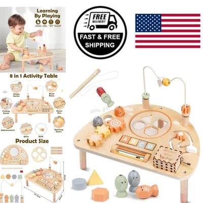 Mesa de actividades para niños pequeños con patas extraíbles juguete de aprendizaje 8 en 1 para edades de 1 a 3 Foto 1 de 4