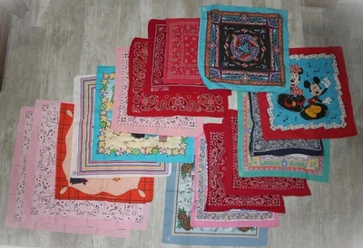 Lote Mixto De Colección De 16 Bandanas Hanky HECHAS EN EE. UU. + Bonus, ¡EN SU MAYORÍA DIFERENTES! ¡MIRA! Foto 1 de 4