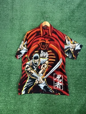 Vintage 2000s Y2K Changes GI Joe Cobra Storm Shadow Button Up Shirt Red Size M - Image 1 of 4