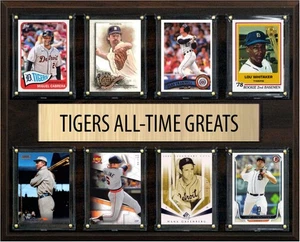 Detroit Tigers All Time Greats Legends Plaque 8 Cards Al Kaline Cabrera Greenber - Picture 1 of 4
