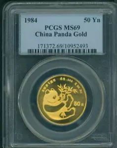 1984 GOLD Chinese PANDA 1/2 Oz. PCGS MS69 CHINA 50Y Yn 50-Yuan G50Y 50-Y SCARCE - Picture 1 of 2