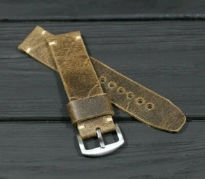 Cinturino per orologio in pelle, cinturino fatto a mano effetto invecchiato, regalo per uomo 18 20 22 24 mm - Foto 1 di 5