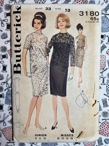 Butterick Schnittmuster 3180 Junior Spitze Abendkleid Größe 13 Brustumfang 33 FF - Bild 1 von 2