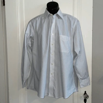 Kenneth Gordon white & black pin striped dress shirt - Image 1 of 4