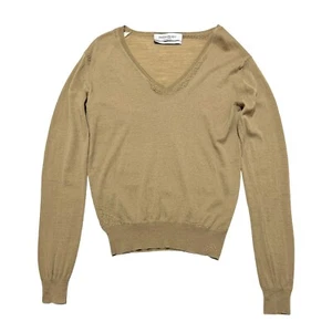 Yves Saint Laurent Rive Gauche 100% Wool Embroidered V-Neck Sweater Size S - Picture 1 of 14