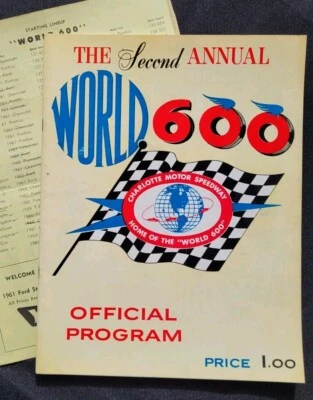 1961 NASCAR Charlotte World 600 Program/Lineup, David Pearson Win #1 - Image 1 of 4