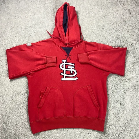 St Louis Cardinals Sweatshirt Mens Medium Red Embroidered Hidden Pocket Hoodie Cover