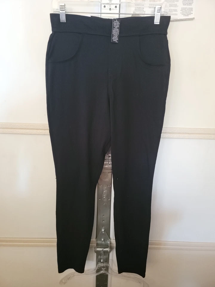 UTOPIA BY HUE women's black denim Yoga stretch leggings Med (8-10) US00726