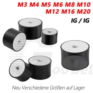 Gummipuffer IG/IG M3 - M20 Silentblock Schwingungsdämpfer Gummi Metall Puffer DD - Picture 1 of 69