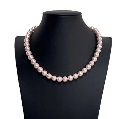 Collana in Perle Naturale da Donna Pietra Dura Perla di Conchiglia Rosa 5 6 10mm - Immagine 1 di 3